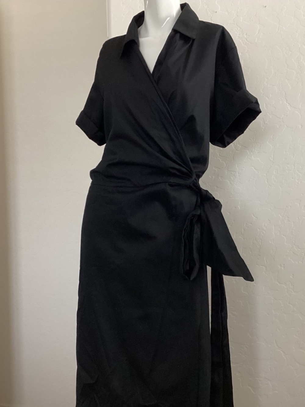 Talbots, NEW  WITHOUT TAGS, size 20, black, faux wrap, midi dress - Picture 2 of 13